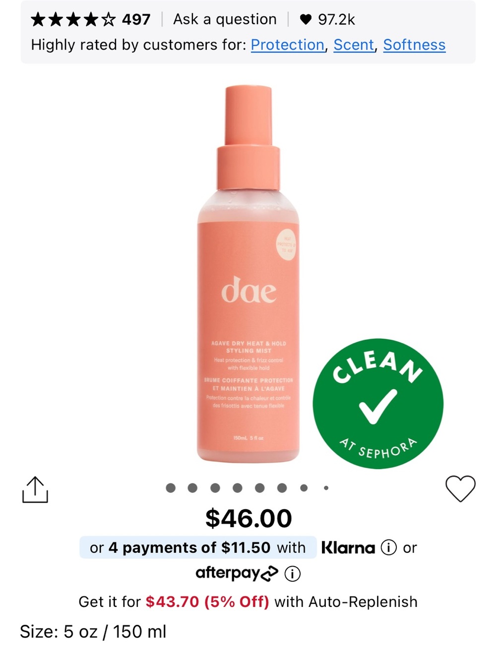 Dae Heat & Hold Styling Mist and Heat Protectant